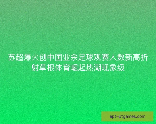 苏超爆火创中国业余足球观赛人数新高折射草根体育崛起热潮现象级